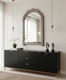 Arched Wall Mirror - Vanity Cow Bone Inlay - thumbnail 1