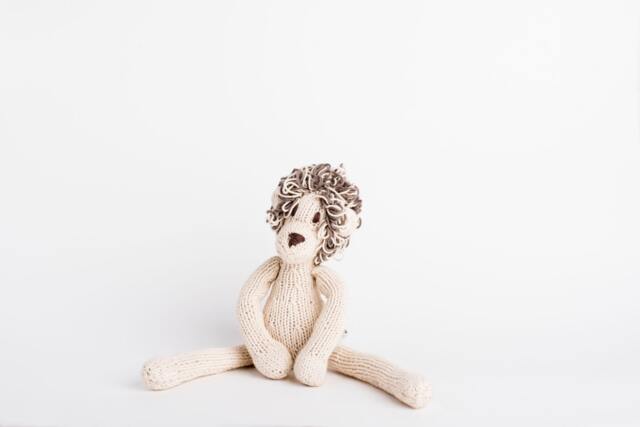 Hand Knit Cotton Lion Stuffed Animal - Kenana Knitters - image 1