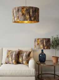 Handmade By Order Mink Pink & Gold Texture Abstract Art Design Print On Velvet Drum Lamp Shade Pendant Light All Shapes Sizes