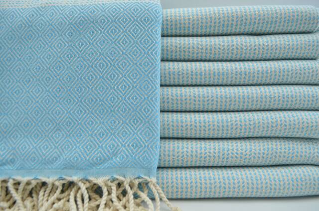 "Light Turquoise Towel, Turkish Beach Towel, Bath Towel, Peshtemal, Turkish Towel, Diamond Towel, 40""x67" - image 1