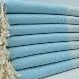 "Light Turquoise Towel, Turkish Beach Towel, Bath Towel, Peshtemal, Turkish Towel, Diamond Towel, 40""x67" - thumbnail 3