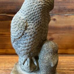 Stone Garden Large Owl Family Wildlife Gift Concrete Statue Ornament - thumbnail 2
