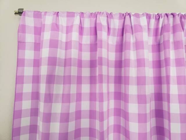 Gingham Check Cotton Curtain Panel 58 Inch Wide/Window D??cor Backdrop Classroom Bedroom Cabin Hotel Guest Room Curtains - image 1