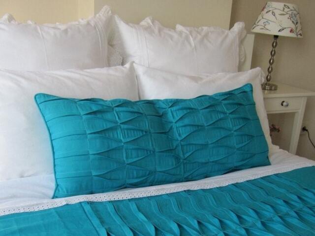 Pintuck Linen Body Pillow Cover - Teal Green, Shabby Chic - image 1