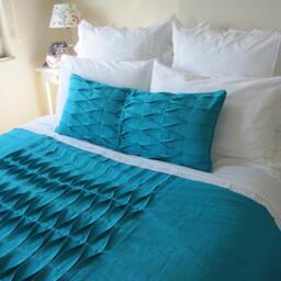 Pintuck Linen Body Pillow Cover - Teal Green, Shabby Chic - thumbnail 2