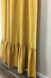 Mustard Gold Linen Shower Curtain With Mermaid Long Ruffles, Yellow Curtain, Gold, Custom Size Shower Curtain Extra Long, Wide - thumbnail 2