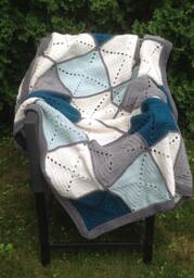 Grey & Teal Basic Granny Square Patchwork Crochet Blanket - thumbnail 1