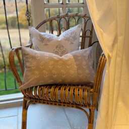 Floral Print Grey Lumbar Cushion Cover Farmhouse Style - 50x30cm - thumbnail 3