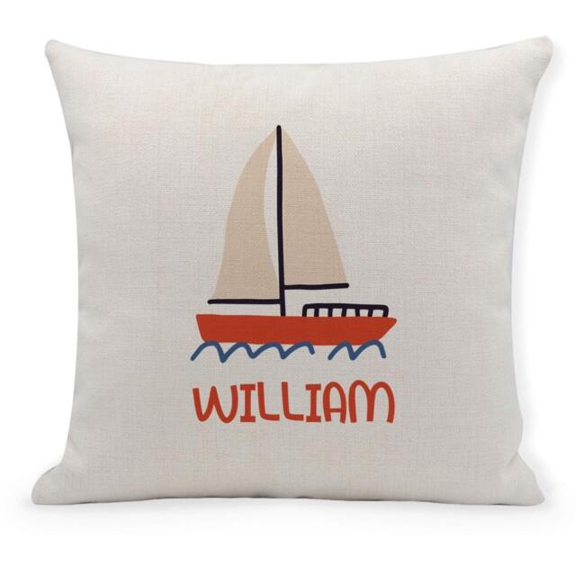 Personalised Toy Boat Cushion Cover Seaside Nursery Decor - 40x40cm - image 1