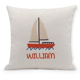 Personalised Toy Boat Cushion Cover Seaside Nursery Decor - 40x40cm - thumbnail 1