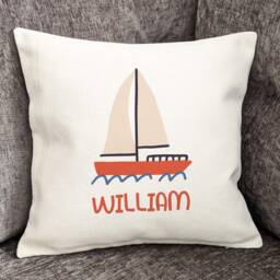 Personalised Toy Boat Cushion Cover Seaside Nursery Decor - 40x40cm - thumbnail 2