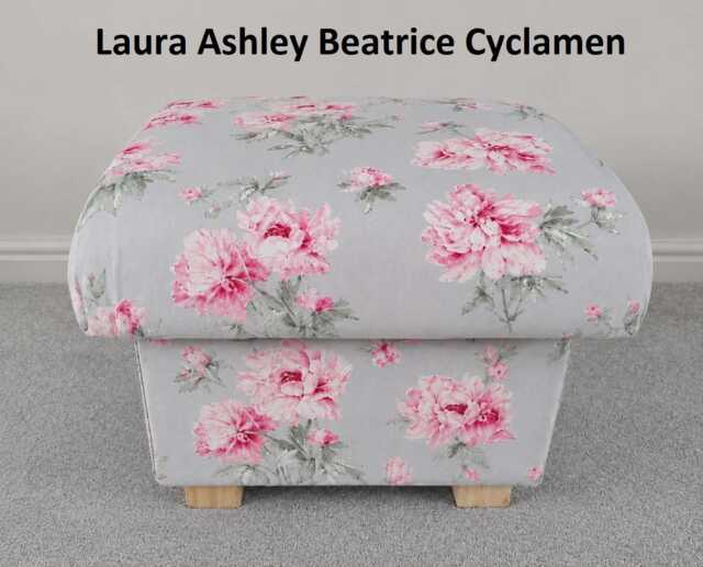 Laura Ashley Josette Fabric Storage Footstool Handcrafted Pouffe Belvedere Penrith Beatrice Floral Pink Grey - image 1