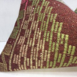 Vintage Turkish Kilim Pillow Cover, Handwoven Accent - 16x24 - thumbnail 3