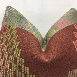 Vintage Turkish Kilim Pillow Cover, Handwoven Accent - 16x24 - thumbnail 2