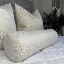 Chic Champagne Silver Shimmer Pillow - Glamorous Home Accent 16x6 Bolster Cushion, Ontario