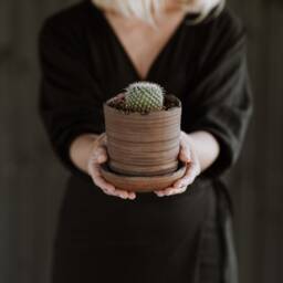 12.0 cm - Plant Pot With Saucer S Handmade Pottery Collection Soil - thumbnail 1