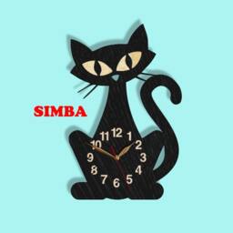 Wall Clock Black Cat Butt, Big Wood Non-Ticking, Large 12-18 Inch Height, Mid Century Modern Atomic - thumbnail 3