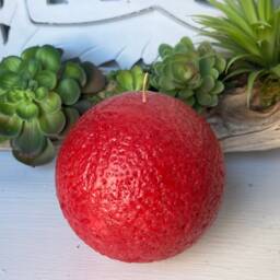 Small Red Sphere - Ball Candle - thumbnail 3