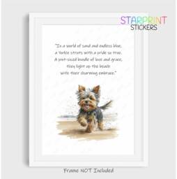Yorkshire Terrier - Yorkie Dog Print, Beach Poem Unframed A4 Fun Novelty Quote, Lovely Wall Art/Gift Birthday Xmas Poster - thumbnail 1