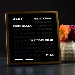 Polish Word Clock - White Led Wordclock, Polski Zegarek, Light Up Clock, Wood Electronic Clock - thumbnail 4