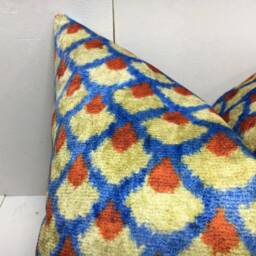 Silk Ikat Pillow Cover 20x20, Hand-Dyed Accent Cushion - thumbnail 3