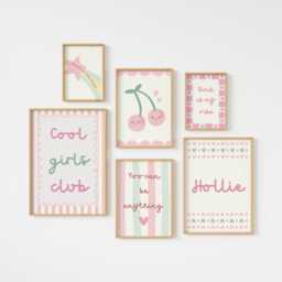 Set Of Personalised Pastel Pink Gallery Wall Prints For Girls Bedroom, Playroom Or Nursery - thumbnail 1