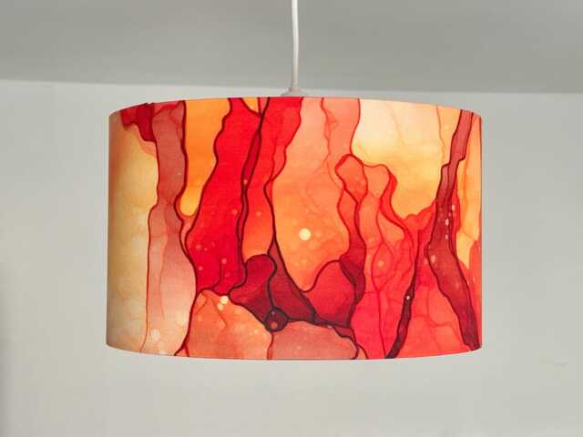 Burnt Orange Watercolour Lamp Shade Lamp Home Decor Gold Lampshade Table - image 1