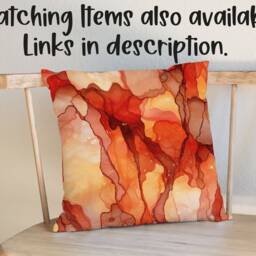 Burnt Orange Watercolour Lamp Shade Lamp Home Decor Gold Lampshade Table - thumbnail 4