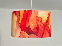 Burnt Orange Watercolour Lamp Shade Lamp Home Decor Gold Lampshade Table - thumbnail 1