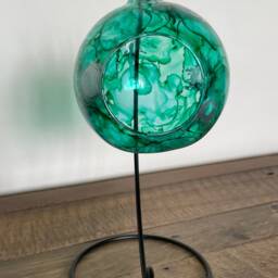 Hand Painted, Candle Holder, Hanging Glass Baubles. Emerald Green. Candle Holder On A Stand. Glass Lantern. Christmas Gift. Bauble - thumbnail 3