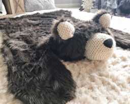 Extra Large Brown Grizzly Bear Rug With Faux Fur For Woodland Nursery - thumbnail 1