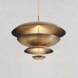 1950's Mid Century 6 Light Celling Flush Mount Fixture Pendant Cosmic Duo Regolith Modern Brass Chandelier - thumbnail 2