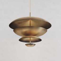 1950's Mid Century 6 Light Celling Flush Mount Fixture Pendant Cosmic Duo Regolith Modern Brass Chandelier - thumbnail 3
