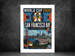 San Francisco Bay World Cup 2026 Host City - Football Print Bespoke Gift A5 A4 A3 Framed Or Unframed - thumbnail 1