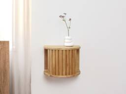 Arch Bedside Table Natural Oak Floating Nightstand - thumbnail 1