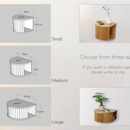 Arch Bedside Table Natural Oak Floating Nightstand - thumbnail 2