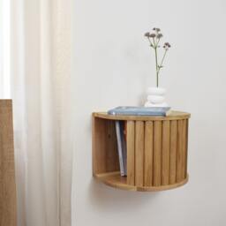 Arch Bedside Table Natural Oak Floating Nightstand - thumbnail 3