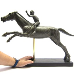 Greek Sculpture Of Jockey & Horse Copy From National Museum Athens , Resin With Verdigris Patina Effect Museum Quality Art - thumbnail 2