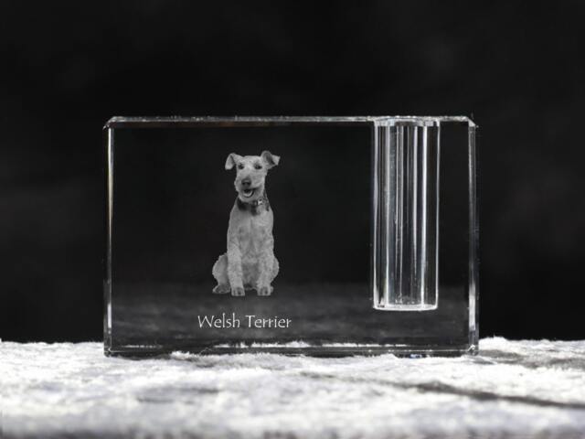 Welsh Terrier , Crystal Pen Holder With Dog, Souvenir, Decoration, Limited Edition, Collection - image 1
