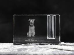 Welsh Terrier , Crystal Pen Holder With Dog, Souvenir, Decoration, Limited Edition, Collection - thumbnail 1