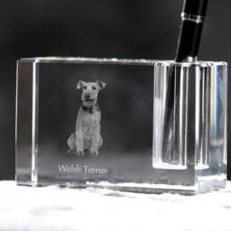 Welsh Terrier , Crystal Pen Holder With Dog, Souvenir, Decoration, Limited Edition, Collection - thumbnail 2