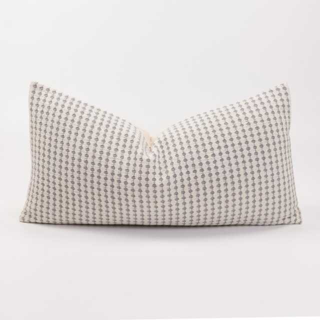 Pastel Gray-Blue Cotton Linen Throw Pillow Cover, Oatmeal Reverse - image 1