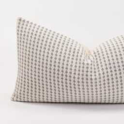 Pastel Gray-Blue Cotton Linen Throw Pillow Cover, Oatmeal Reverse - thumbnail 2