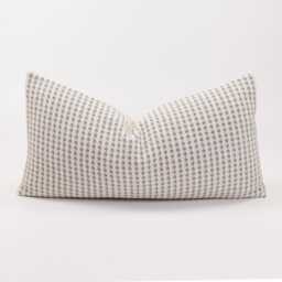 Pastel Gray-Blue Cotton Linen Throw Pillow Cover, Oatmeal Reverse