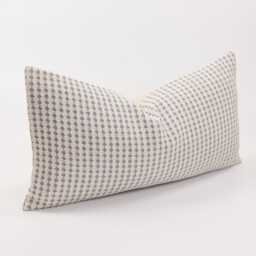 Pastel Gray-Blue Cotton Linen Throw Pillow Cover, Oatmeal Reverse - thumbnail 3