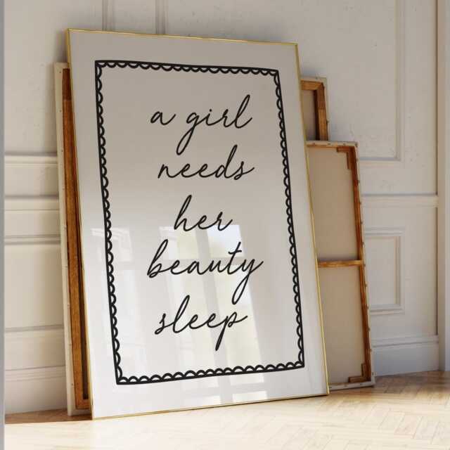 A Girl Needs Her Beauty Sleep Art Print Girls Bedroom Wall Decor - image 1