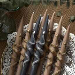 Snake Taper Candles - Set Of 2 Gothic Halloween Decor, Witchy Decor Gifts, Fall Candle - thumbnail 2
