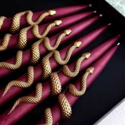 Snake Taper Candles - Set Of 2 Gothic Halloween Decor, Witchy Decor Gifts, Fall Candle