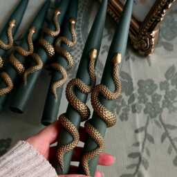 Snake Taper Candles - Set Of 2 Gothic Halloween Decor, Witchy Decor Gifts, Fall Candle - thumbnail 3