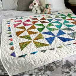 Baby Quilt Rainbow Throw Multicolour Patchwork Sale Handmade For Granddaughter Gift Baby Girl Nursery Decor - thumbnail 2